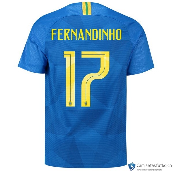 Camiseta Seleccion Brasil Segunda equipo Fernandinho 2018 Azul